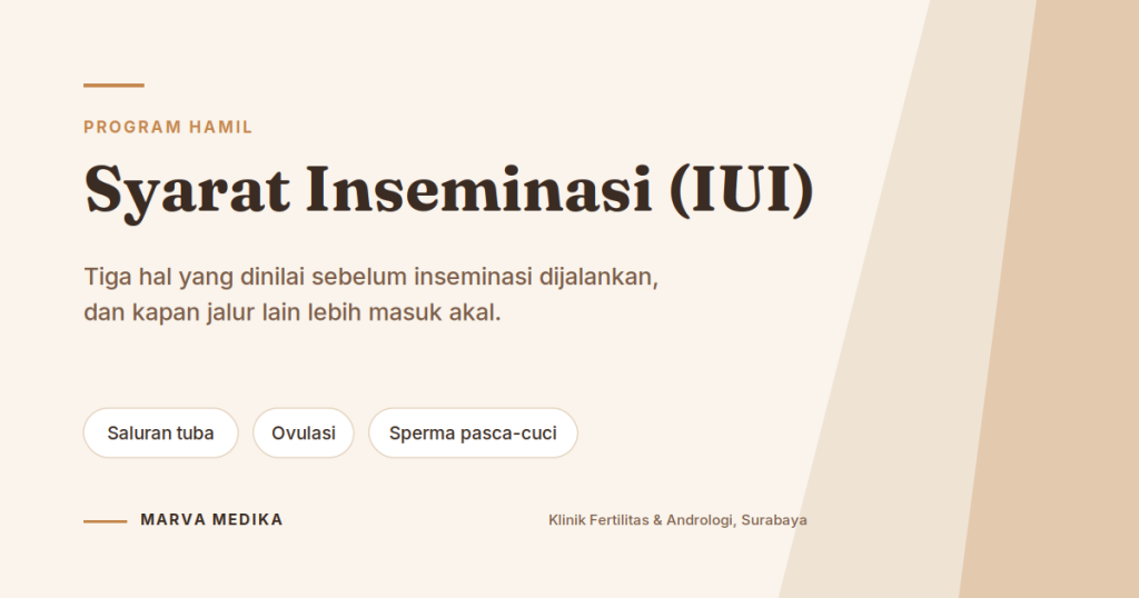 Tiga syarat inseminasi intrauterin: saluran tuba, ovulasi, dan sperma motil pasca-cuci